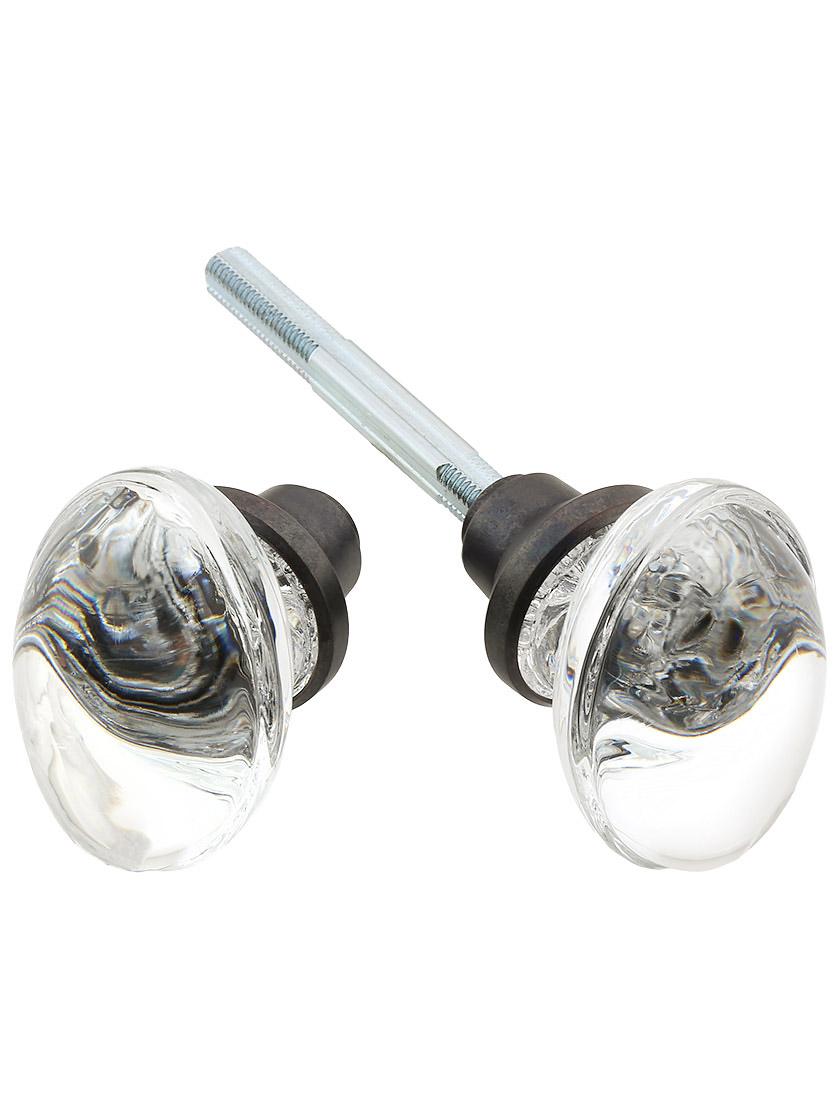Pair of Oval Clear Crystal Knobs